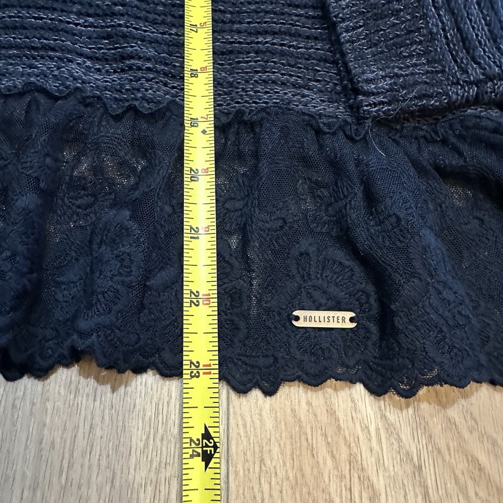 NWT VTG Hollister Women's JR Sweater Long Sleeve Blue Lace Trim Sz L Y2K Preppy - Picture 4 of 8